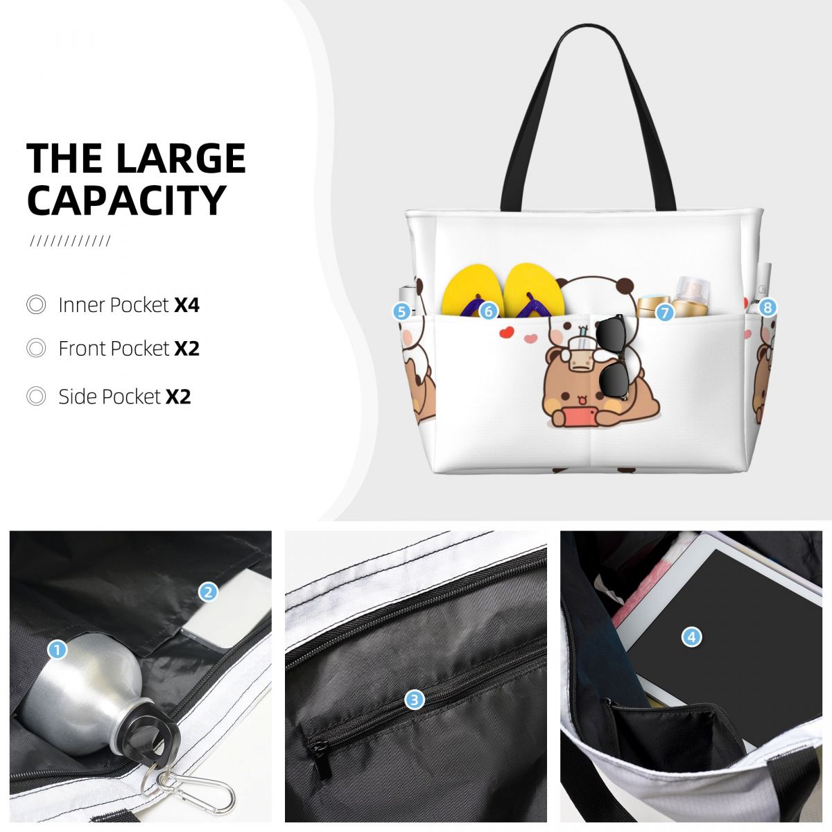 곰과 판다 부부 풍선 비치 토트백 스포츠 짐 요가 더플 - Yoga Fitness Tote 리뷰 및 가격