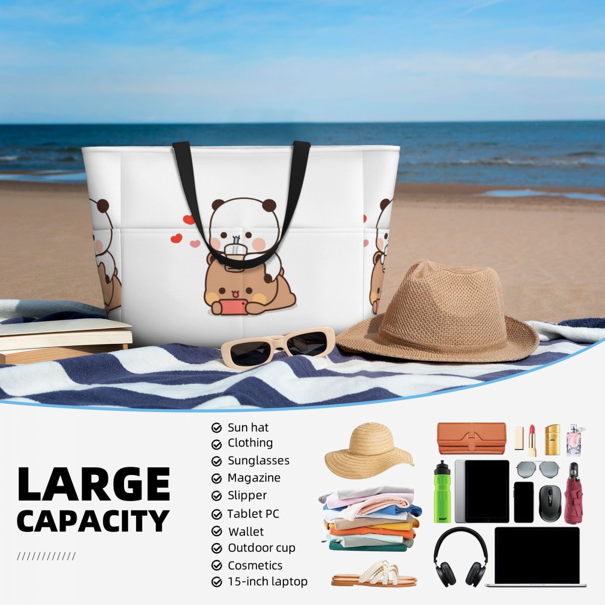곰과 판다 부부 풍선 비치 토트백 스포츠 짐 요가 더플 - Yoga Fitness Tote 리뷰 및 가격