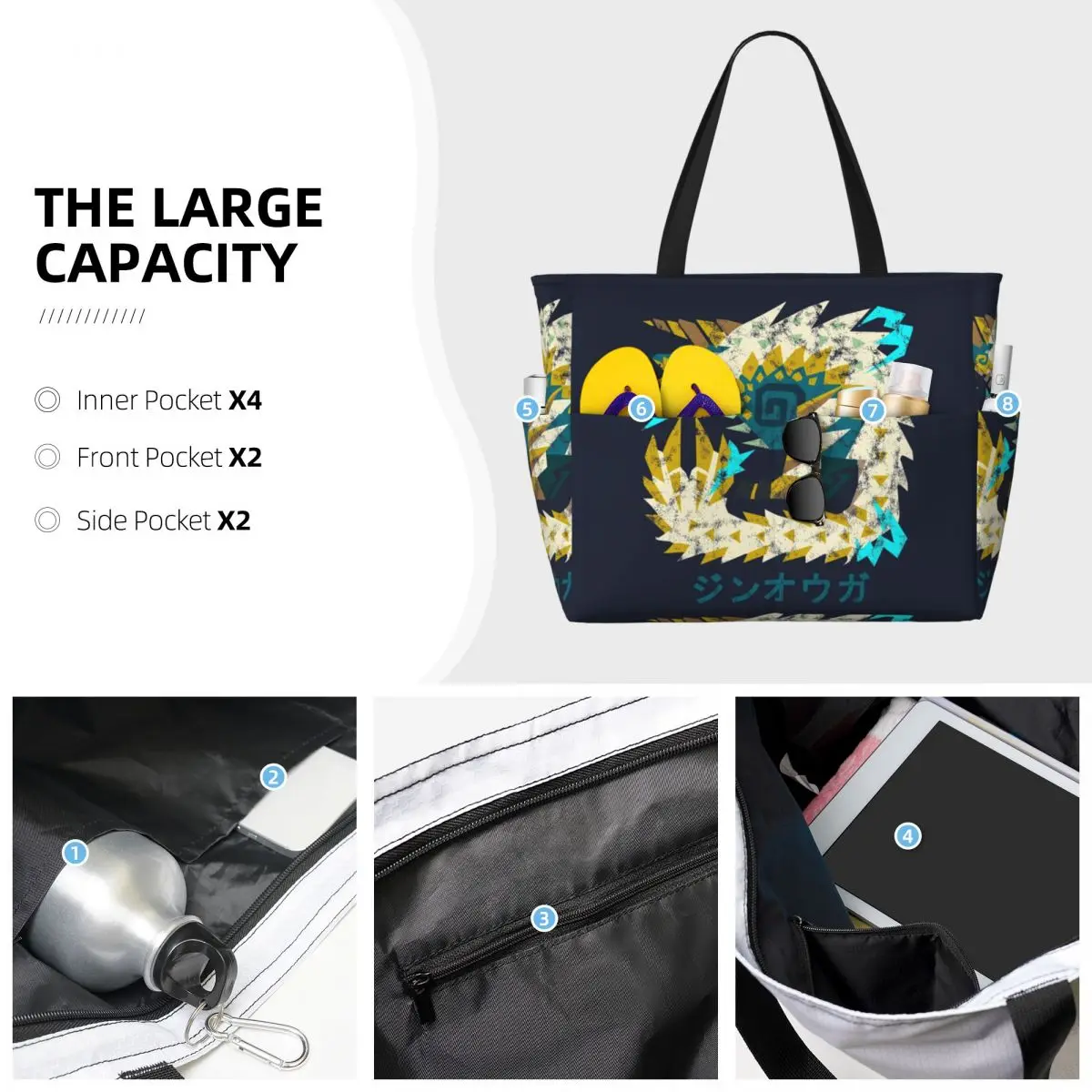 몬스터 헌터 월드 아이스본 지노그레 칸지 비치 토트백  - Yoga Fitness Tote 리뷰 및 가격