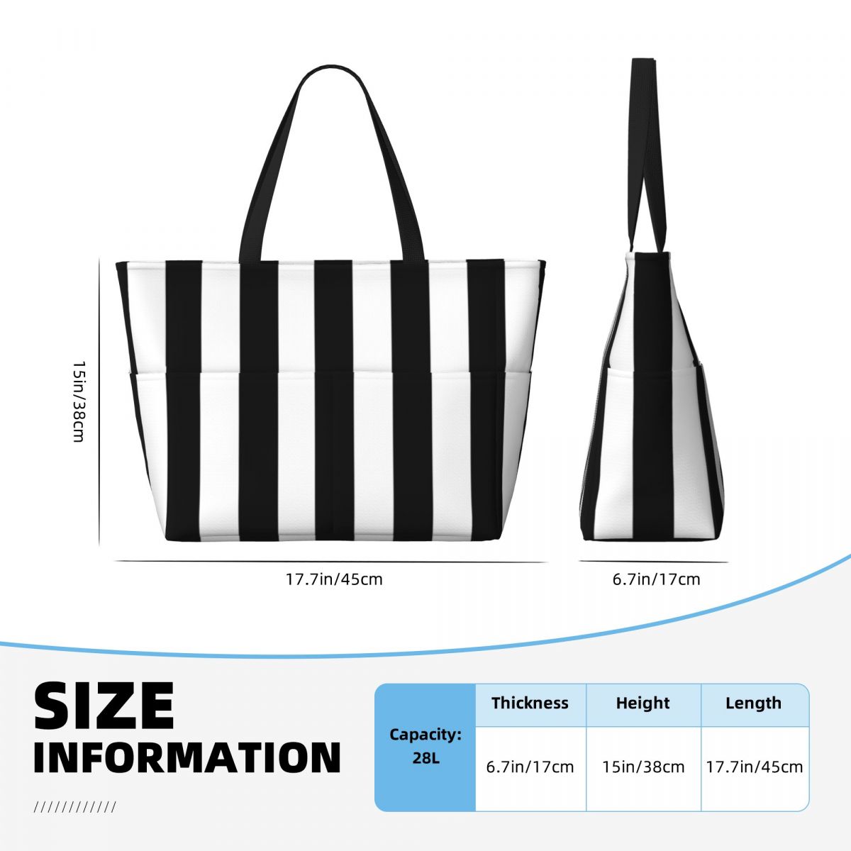 블랙 화이트 스트라이프 비치 토트 백 스포츠 체육관 요 - Yoga Fitness Tote 리뷰 및 가격