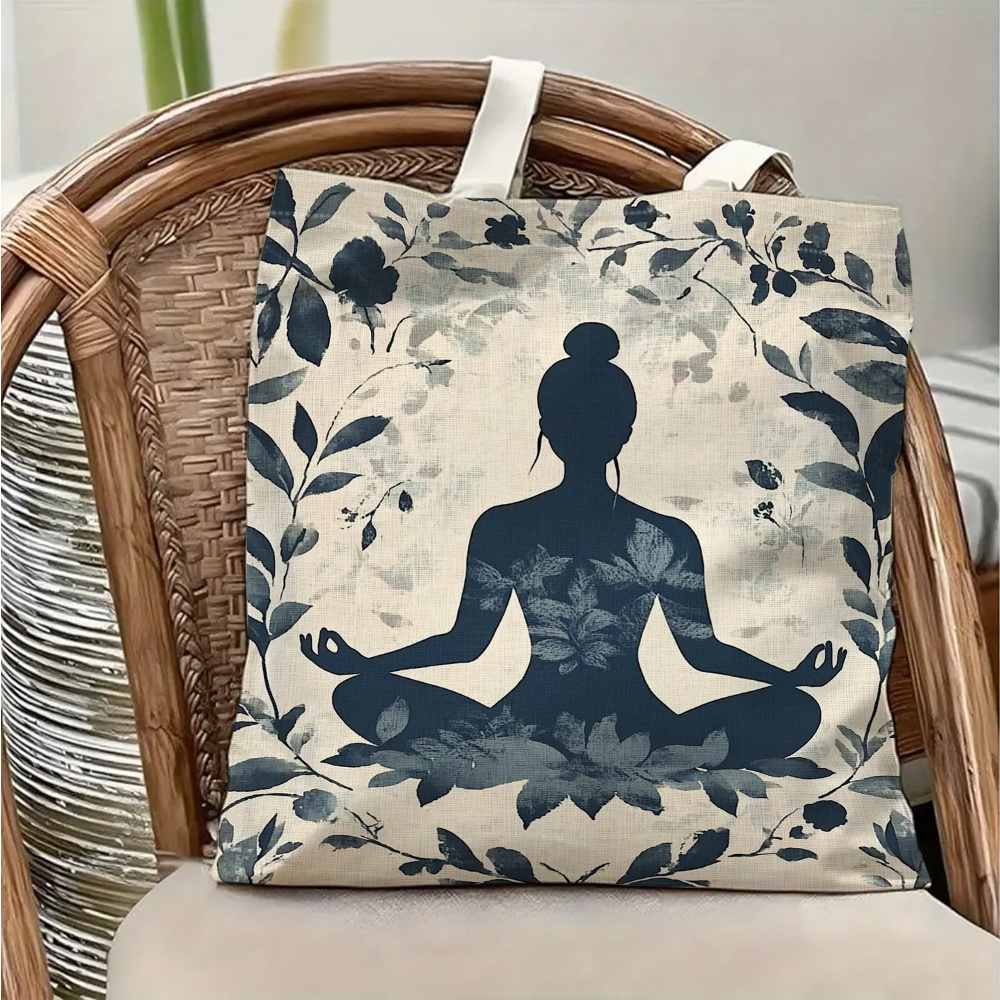 1피스 요가 명상 테마 캔버스 숄더백, 식물과 꽃무늬  - Yoga Fitness Tote 리뷰 및 가격